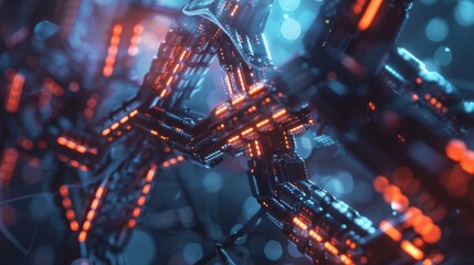 Abstract Futuristic Technology Background - Glowing Neon Shapes & Lines