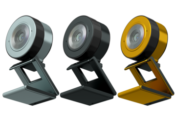 Webcam staying on stand isolated on white background with clipping path. 3D rendering of security web camera for online video chat and conference