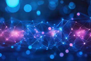 Obraz premium Technology background, Abstract line network with generative ai