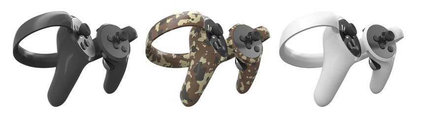 Virtual reality controllers for online and cloud gaming isolated on white background with clipping path. 3D rendering of device for augmented reality or VR © Vasyl Onyskiv