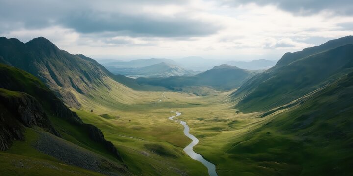 The Hard Knott pass, Lake District, United Kingdom, pastel colours, Medium format, 70mm film