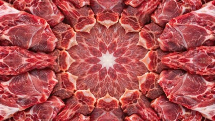 Raw Meat Arranged in a Starburst Pattern