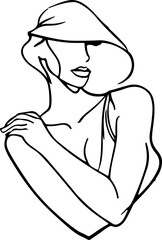 Woman Abstract Silhouette Line Art Drawing. Female Figure Creative Contemporary Abstract Line Drawing. Beauty Fashion Female Body Vector Minimalist Design for Wall Art, Print, Card, Poster.