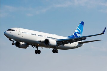 Obraz premium Side View of White Commercial Airplane Flying Isolated on White Background