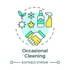 Occasional cleaning multi color concept icon. Seasonal cleanups. Professional housekeeping. Round shape line illustration. Abstract idea. Graphic design. Easy to use in infographic, presentation