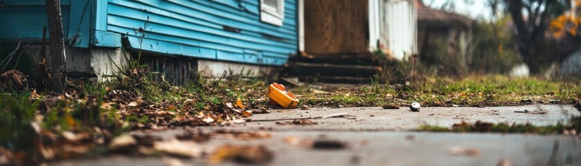 A closeup of a foreclosure sign on a house, with moving boxes visible inside the doorway