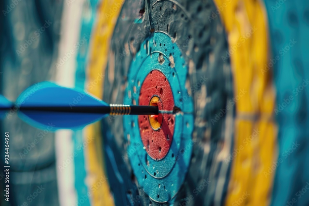 Poster A detailed view of an arrow centered within a target, perfect for highlighting focus or precision