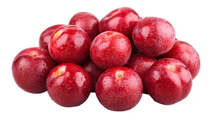 Obraz premium Vibrant Red Nectarine Bunches on White Background