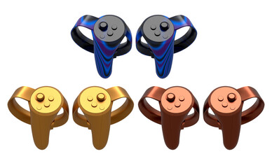 Virtual reality controllers for online and cloud gaming isolated on white background with clipping path. 3D rendering of device for augmented reality or VR