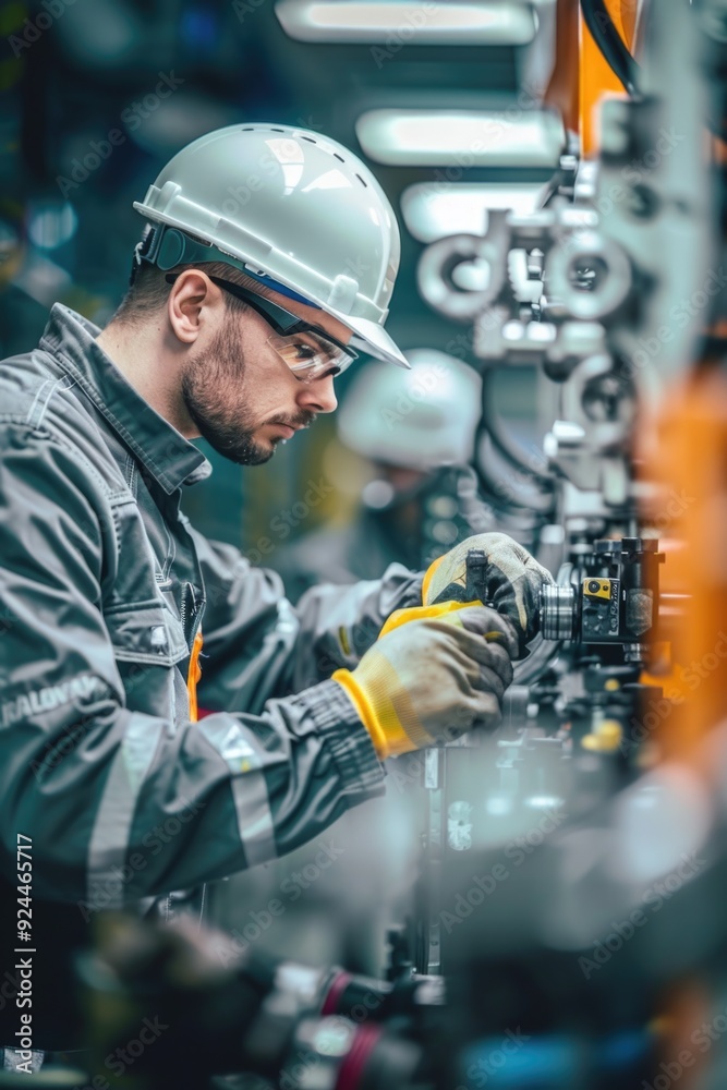 Aufkleber A person working on a machine in a factory setting