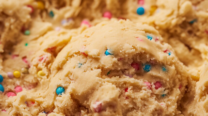 Colorful Sprinkle Cookie Dough, Perfect for Fun and Festive Baking, Soft and Sweet Dough with Rainbow Sprinkles, Ready for Baking or Enjoying as a Treat.