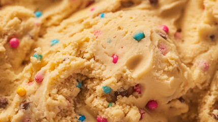 Colorful Sprinkle Cookie Dough, Perfect for Fun and Festive Baking, Soft and Sweet Dough with Rainbow Sprinkles, Ready for Baking or Enjoying as a Treat.