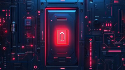 Fototapeta premium Futuristic digital background with glowing circuits and neon elements, representing advanced technology and innovation.