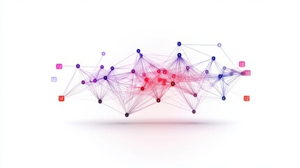 A vertical bar graph features a branching network of lines with axis labels attached to each bar. 