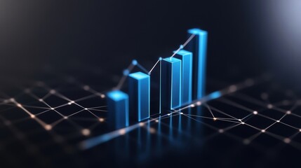 A vertical bar graph features a branching network of lines with axis labels attached to each bar. 