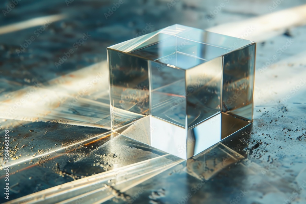 Aufkleber a transparent glass cube sits atop a flat surface, offering a sleek and modern design element