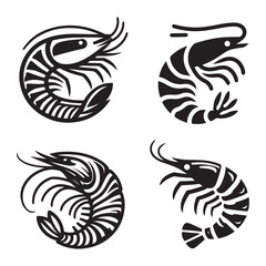 Shrimp Silhouette Vector Set, This is an editable and printable vector