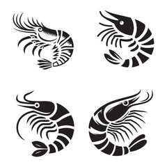 Shrimp Silhouette Vector Set, This is an editable and printable vector