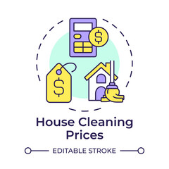 House cleaning prices multi color concept icon. Housecleaning costs calculating. Round shape line illustration. Abstract idea. Graphic design. Easy to use in infographic, presentation