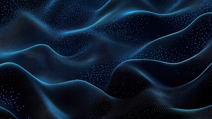 Obraz premium Futuristic technology wave background. Abstract network pattern. Digital technology background. Techno frame background. Blue background with glowing particles. 