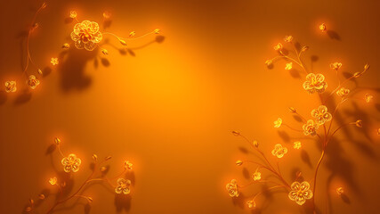 abstract orange background with flower