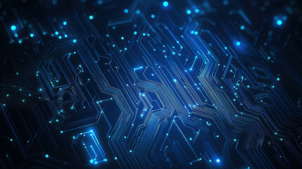 Fototapeta premium High-tech technology and digital network concept. Blue technology background with digital circuit board. Futuristic hi-tech. High tech connection network pattern. Abstract technology background. 