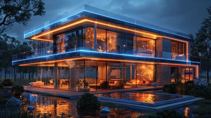 3d design of a smart eco house.