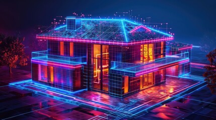 3d design of a smart eco house.