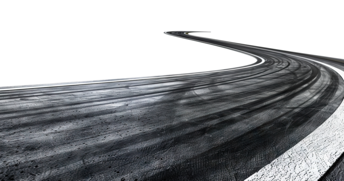 Race track with sharp curves, cut out