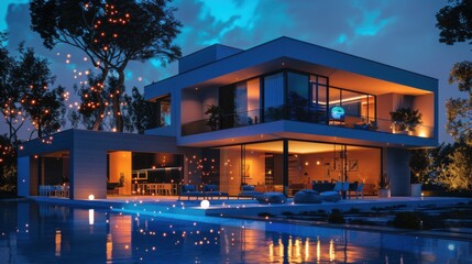 3d design of a smart eco house.