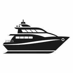 luxury yacht isolated on white, luxury yacht vector illustration, luxury yacht vector art, luxury yacht silhouette, Sea boat vector icon, Luxury yacht boat line art, eps