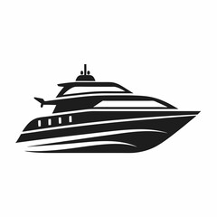 luxury yacht isolated on white, luxury yacht vector illustration, luxury yacht vector art, luxury yacht silhouette, Sea boat vector icon, Luxury yacht boat line art, eps