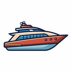 luxury yacht isolated on white, luxury yacht vector illustration, luxury yacht vector art, luxury yacht silhouette, Sea boat vector icon, Luxury yacht boat line art, eps