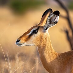 Close-Up Antelope Portrait in Savannah