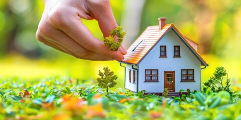 Real estate appraisal Montage featuring a hand grasping a house and a high rating