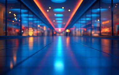 Fototapeta premium Blurred Abstract Background: Empty Shopping Mall