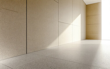 Obraz premium Minimalist living room interior design composition with elegant ornaments and minimal furniture. Luxury property interiors in warm colors.