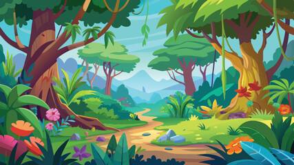 A cartoon jungle background illustration