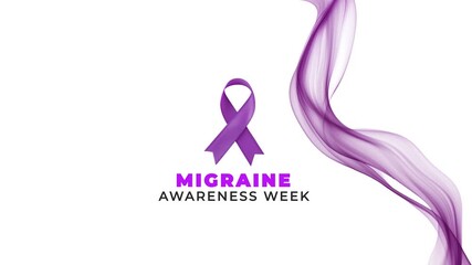 Migraine awareness week. purple color ribbon wave motion.