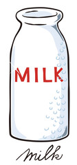 瓶に入った冷たい牛乳のイラスト
