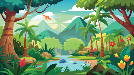 A cartoon jungle background illustration