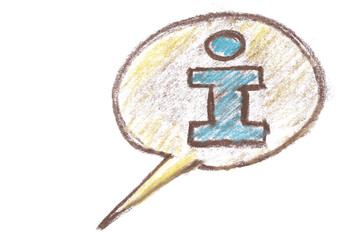 Information symbol, chalk sketching isolated on white