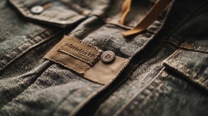 A close-up shot of a single button on a pair of jeans, focusing on the details and textures