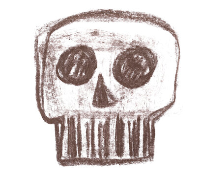 recommend clip art: Skull symbol hand draw, chalk sketching isolated on white