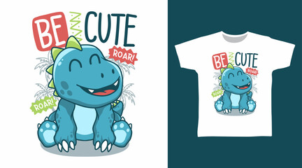 Cute Baby Dinosaur Vector Illustration T shirt Designs.