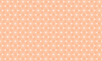 A seamless abstract flower pattern with a delicate peach background and white geometric design.