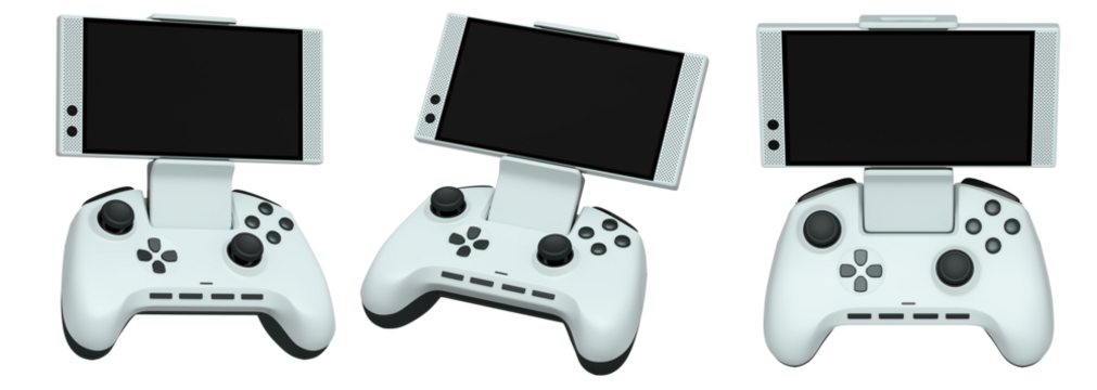 Set of mobile game controllers designed for a truly immersive and engaging gaming experience on the go isolated on white background with clipping path