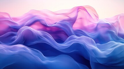 Obraz premium Transparent pink and blue waves in airy composition
