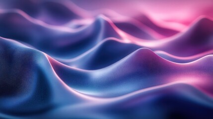 Fototapeta premium Glowing waves of fabric with neon lights in purple hues