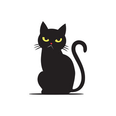 Silhouette of an angry moody cat. Vector illustration for tshirt, website, clip art, poster and custom print on demand merchandise.